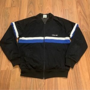 Vintage 70s 80s Adidas Track Jacket Athletic Jumper Men’s Medium Black Lavender